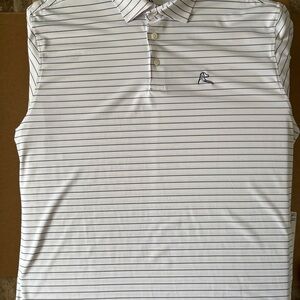 Rhoback White and Navy Striped Polo Shirt
